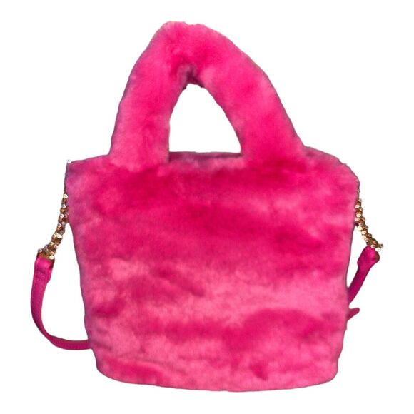 Juicy Couture Free Love Fuzzy Soft Hot Pink Satchel / Crossbody Strap NWT HTF - Picture 4 of 8